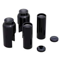 Fork Cover Kit, 6-Piece, Black, Full CNC Machined Aluminum, Gloss Black Powder Coated Finish