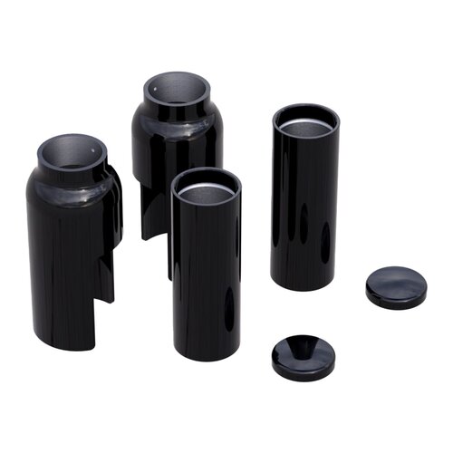 Rick's Motorcycles Zwarte Vorkafdekkingset, 6-Delig, CNC-Gefreesd Aluminium