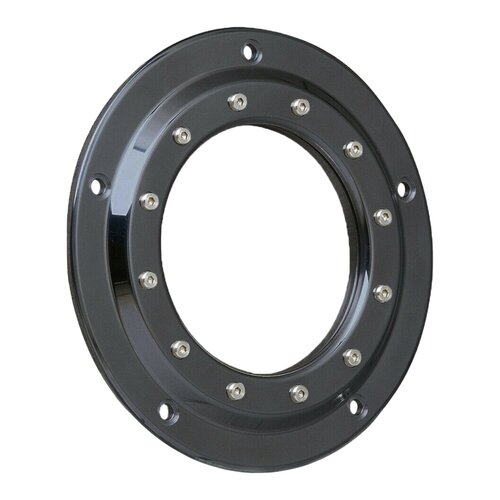 Rick's Motorcycles Derby Cover 'Porthole' 7.25" 5-Loch CNC-gefrästes Billet-Aluminium Gloss Black mit Polycarbonat-Porthole-Fenster