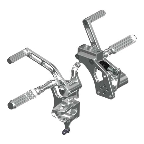 Rick's Motorcycles Forward Control Kit AK47 +4" Poli Aluminium Billet avec Repose-pieds Rainurés