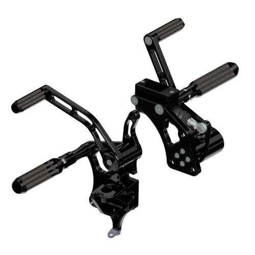 Rick's Motorcycles AK47 Fußrastenanlage +4" verlängert, schwarz eloxiertes gefrästes Aluminium