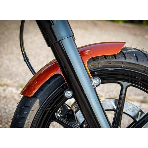 Rick's Motorcycles Softail Garde-Boue Avant Court 16" - Acier Brut 2.5mm, Longueur 350mm, Trous de Fixation Découpés au Laser