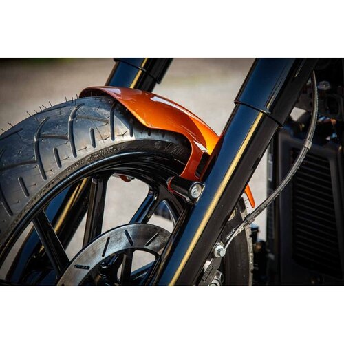 Rick's Motorcycles Softail Voorspatbord Kort 16" - Ongelakt 2.5mm Staal, 350mm Lengte, Lasergesneden Bevestigingsgaten
