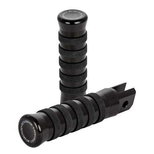 Rick's Motorcycles Rider Foot Pegs O-Ring Style Black - CNC Machined Aluminum, OEM Replacement