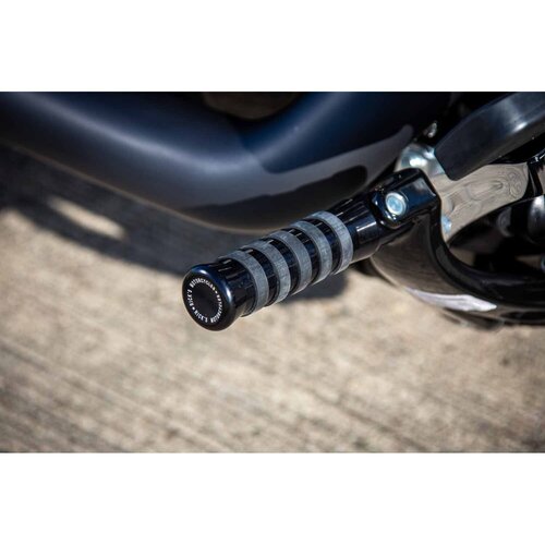 Rick's Motorcycles Fahrerfußrasten O-Ring Stil Schwarz - CNC-gefrästes Aluminium, OEM-Ersatz