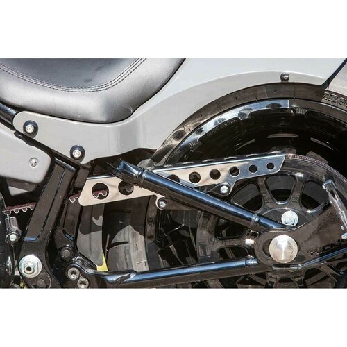 Rick's Motorcycles Belt Guard Round Holes Polished Stainless Steel with Mounting Hardware