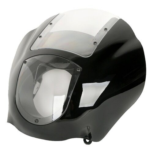 MCS Quarter Fairing Kit with Clear Windshield, Gloss Black ABS Fork-Mounted Fairing for 39 mm Fork Tubes