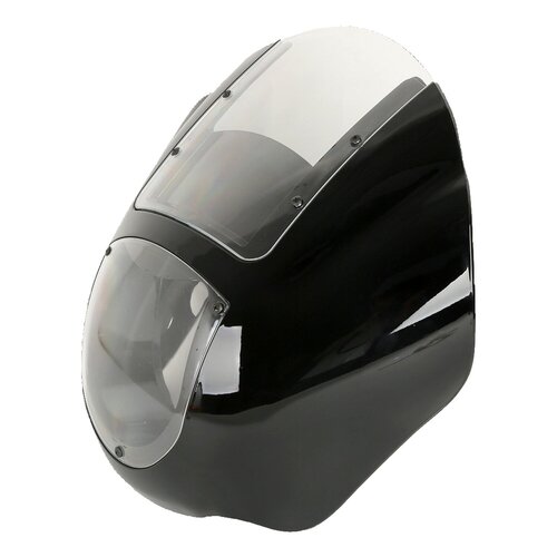 MCS Quarter Fairing Kit with Clear Windshield, Gloss Black ABS Fork-Mounted Fairing for 39 mm Fork Tubes
