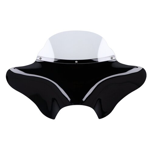 MCS Äußeres Batwing-Verkleidungsset - Gabelmontage, Unlackiertes gloss black ABS mit klarer Windschutzscheibe
