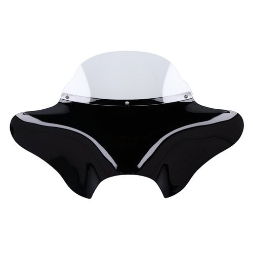 MCS Outer Batwing Fairing Kit - Fork Mounted, Unpainted Gloss Black ABS with Clear Windscreen