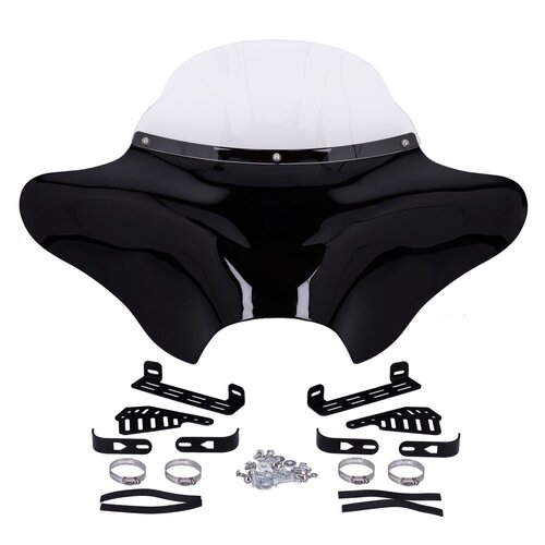 MCS Buitenste Batwing Kuipset - Vorkgemonteerd, Ongeschilderd gloss black ABS met Helder Windscherm