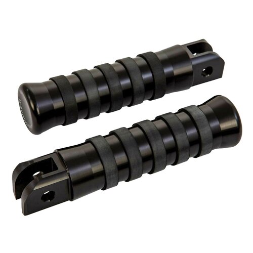 Rick's Motorcycles Fahrerfußrasten O-Ring Stil Schwarz - CNC-gefrästes Aluminium, OEM-Ersatz
