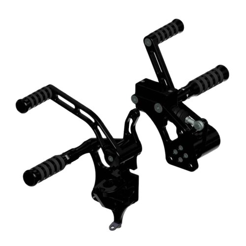 Rick's Motorcycles +2" Forward Control Kit With O-Ring Foot Pegs, Black Anodized CNC Machined Billet Aluminum