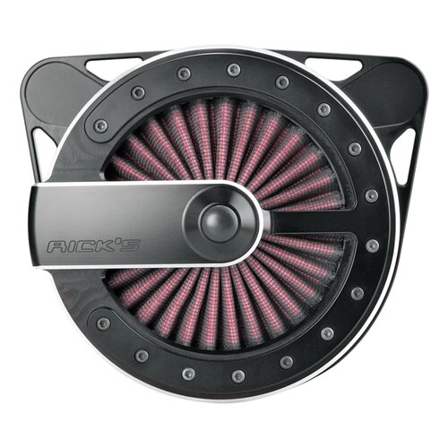 Rick's Motorcycles Bandit Style Face Plate for Good Guys 2 Basic Air Cleaner - Black Anodized 7075 Billet Aluminum
