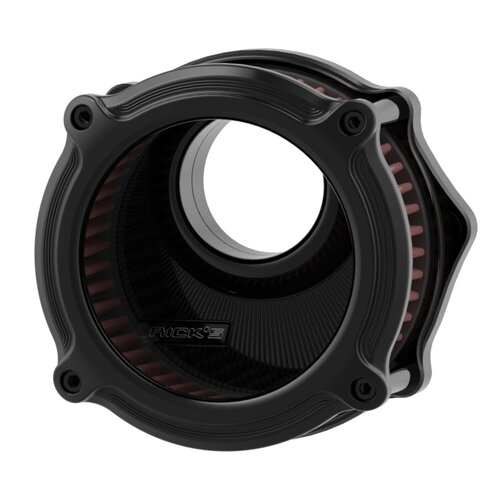 Rick's Motorcycles Good Guys 3 Porthole Air Cleaner Assembly - Black Anodized 7075 Billet Aluminum with K&N Filter Element