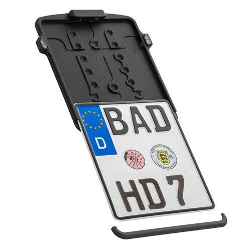 Rick's Motorcycles Support de Plaque Slide-In avec Modules Clignotants 3-in-1 18x20 cm Black Matte