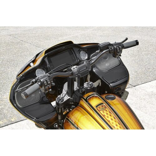 Rick's Motorcycles Clubstyle Pullback Riser Kit 7" Black Anodized Aluminum with Integrated Cable Channels