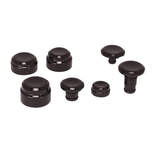 Rick's Motorcycles Axle Cover Kit Complete - Smooth Styling, Black Powder Coated Billet Aluminum