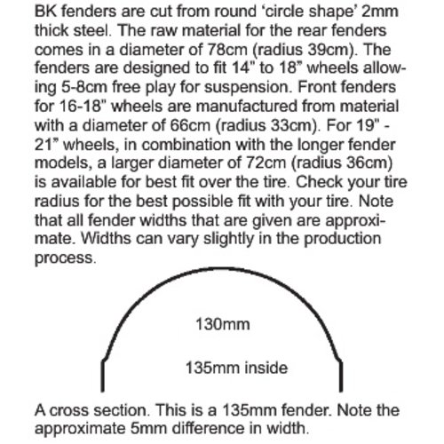 BK Products 190 - 380MM LONG Stiletto Rear Fender Steel