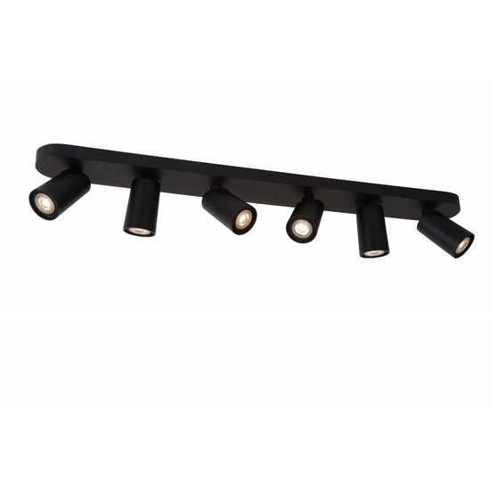 Design ceiling spotlight white, black orientable GU10x6 dim to warm