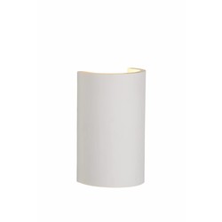 Applique plâtre blanc haut bas demi tube G9 18cm H