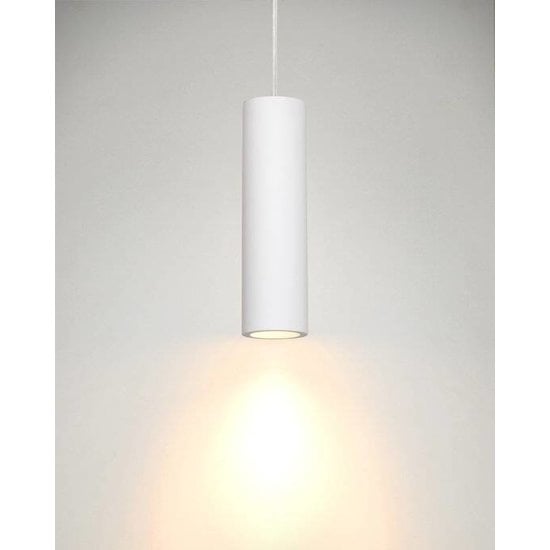 Lampe suspendue cylindre en plâtre blanc GU10 25cm de haut