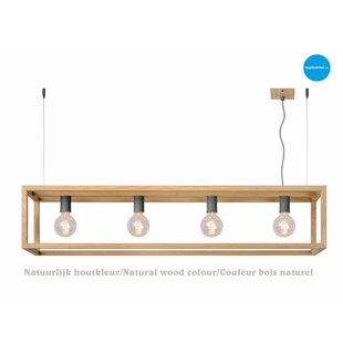 Lange hanglamp natuurlijk houtkleur 120cm 4x E27