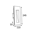Wall light LED plaster rectangular frontal 245mm high 1W