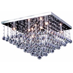 Ceiling lamp crystal chrome LED G9x8 600x600mm