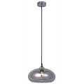 Fantasia Nismo hanglamp, bolvormige kap gerookt grijs glas, mat zwart metaal, 30cm