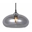 Fantasia Nismo hanglamp, bolvormige kap gerookt grijs glas, mat zwart metaal, 30cm