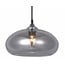 Fantasia Nismo pendant lamp with round smoked grey glass shade and matte black metal details, Ø 30 cm, height 120 cm, E27 fitting, bulb not included