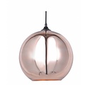 Fantasia Rogodo pendant light, smoked glass sphere shade Ø30cm, matte black suspension, E27 fitting, bulb not included