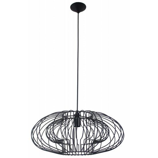 Suspension géométrique Fantasia, métal noir mat, Ø 500 mm, hauteur 210 mm, culot E27, IP20