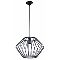Fantasia Strings hanglamp, geometrisch, mat zwart, diameter 37cm, hoogte 24cm, lengte 113cm, E27