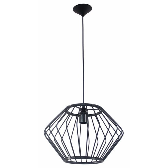 Fantasia Strings hanging lamp, geometric, matte black, diameter 37cm, height 24cm, length 113cm, E27