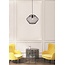 Fantasia Strings hanglamp, geometrisch, mat zwart, diameter 37cm, hoogte 24cm, lengte 113cm, E27