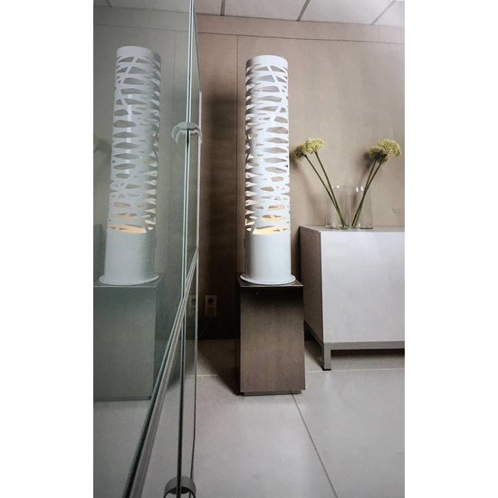 Design standing lamp white openings 139cm high