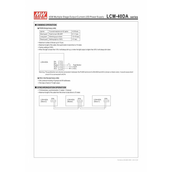 Dali driver dimmable Meanwell 42W