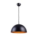 Fantasia Balin pendant lamp, round dome shape black with gold, 1x E27 fitting, 400mm diameter, steel