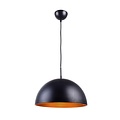Fantasia Balin suspension, forme dome ronde noire et or, culot E27, diametre 400mm, acier