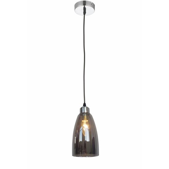 Fantasia Cabo pendant light with smoked glass, conical shape, E14 socket (bulb not included), height 120 cm, diameter 10 cm, IP20.