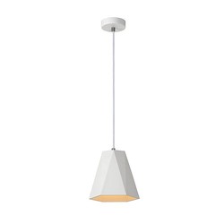 Suspension blanche hexagone plâtre E27 20cm diamètre