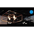 Hanging lamp black, copper or rust square rural E27x4