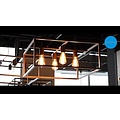 Hanging lamp black, copper or rust square rural E27x4