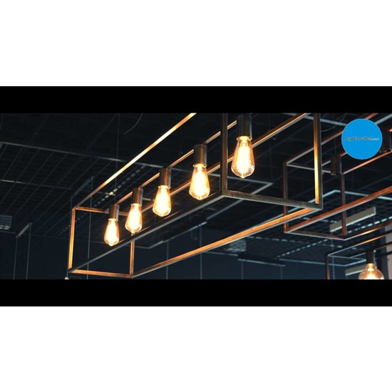 Lampe suspendue noire ou rouille E27x5 1500mm de long