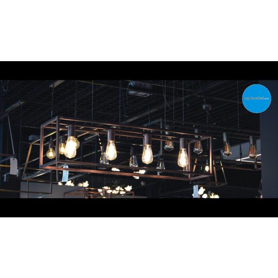 Suspension Kago Fantasia, acier, finition ruggine/cuivre/noir, 100 cm de large, 4x douille E27, IP20