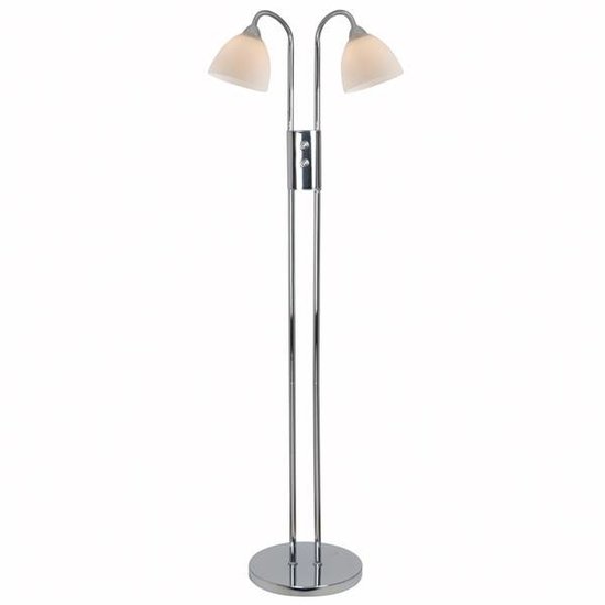 Dubbele vloerlamp dimbaar zwart of chroom