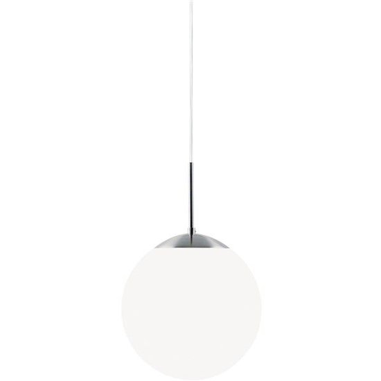 Nordlux Cafe pendant lamp with glass ball Ø25 cm, opal white, metal canopy, E27 socket, height 28 cm, cable up to 180 cm