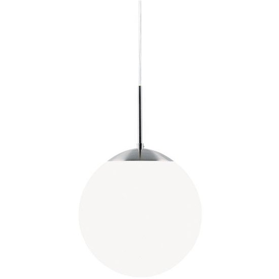 Nordlux Cafe Pendelleuchte mit Glaskugel Ø25 cm, opalweiß, Baldachin aus Metall, E27-Fassung, Höhe 28 cm, Kabel bis 180 cm